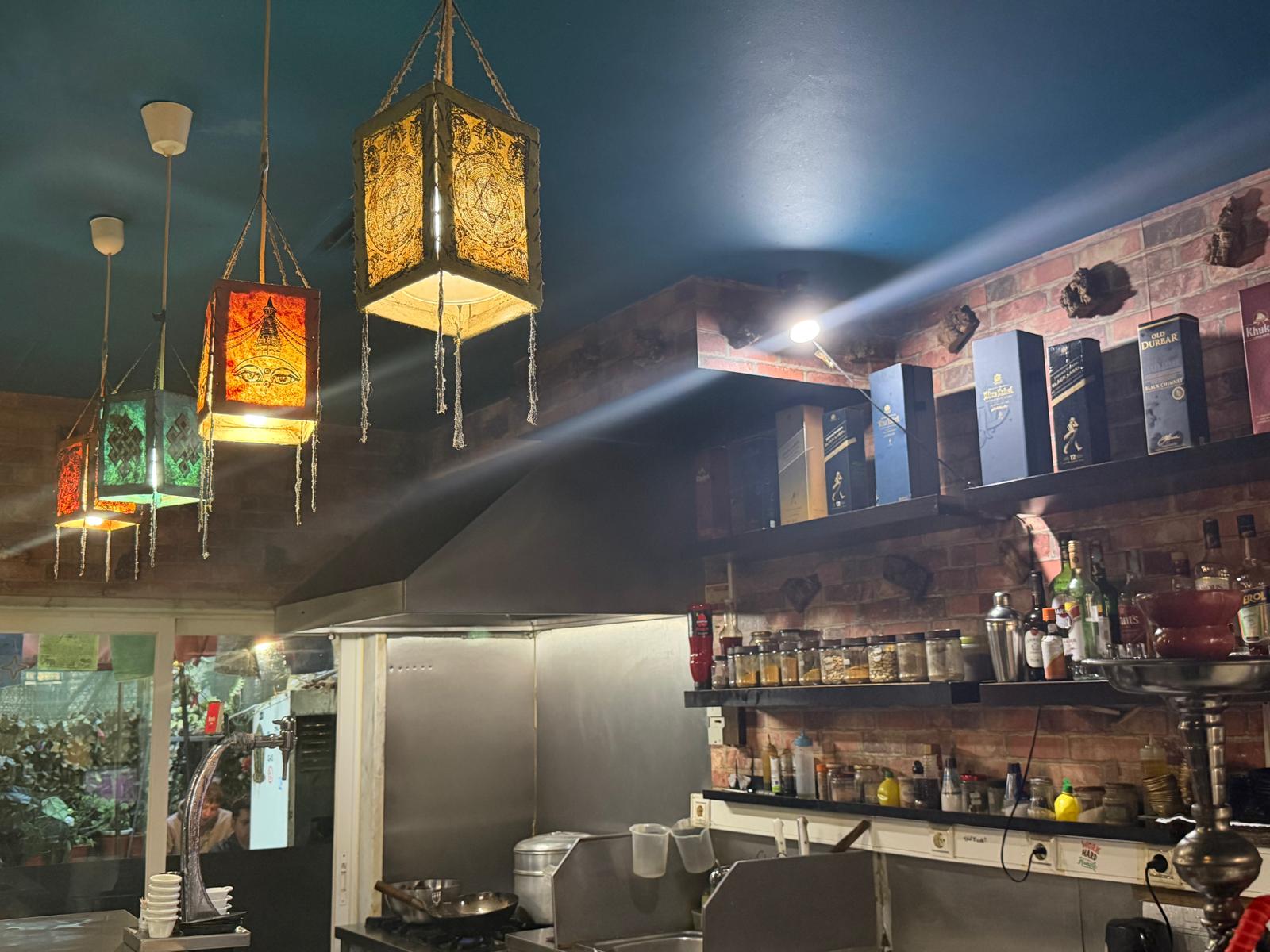 Kitchen counter and lanterns