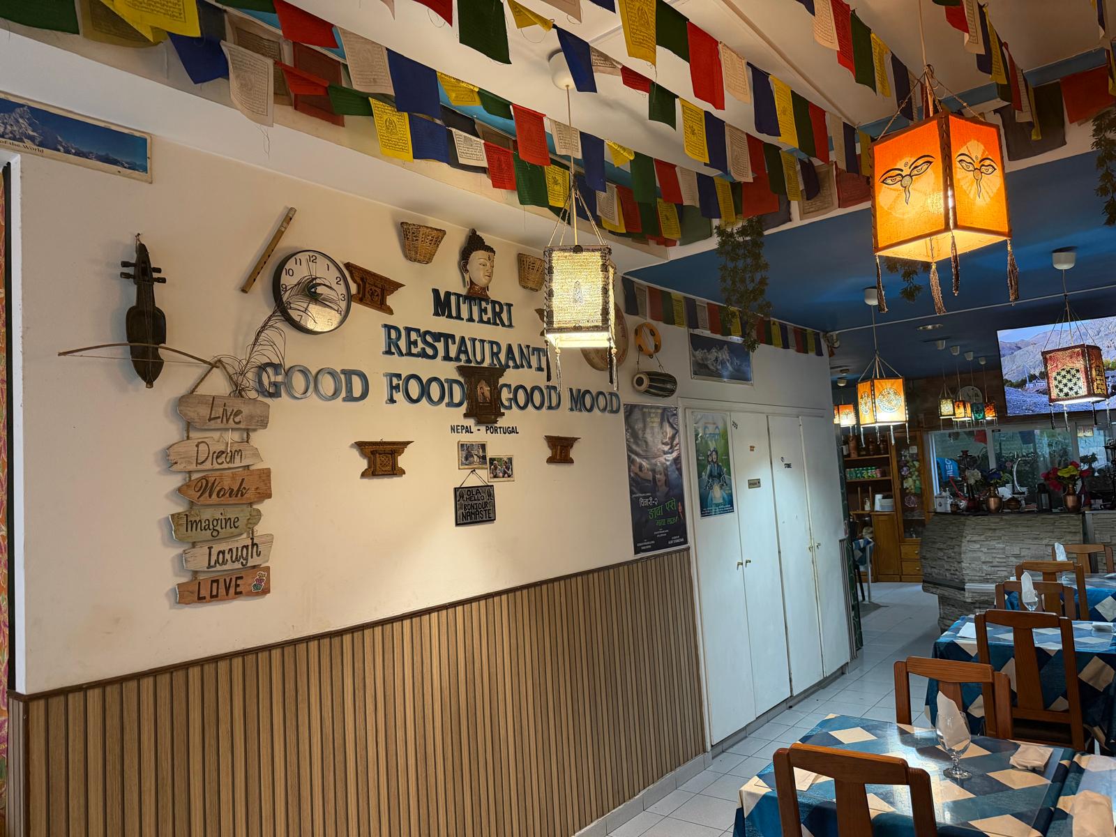 Dining hall under prayer flags